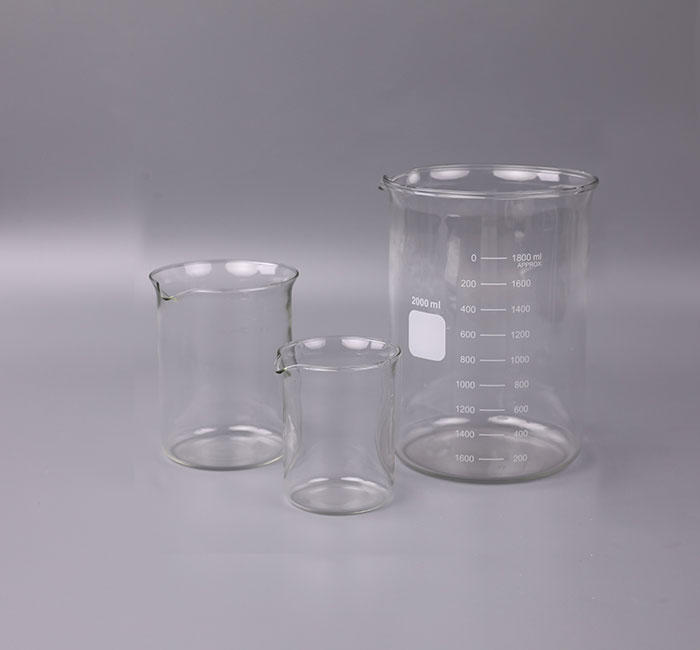 What materials are available for laboratory glass beakers?